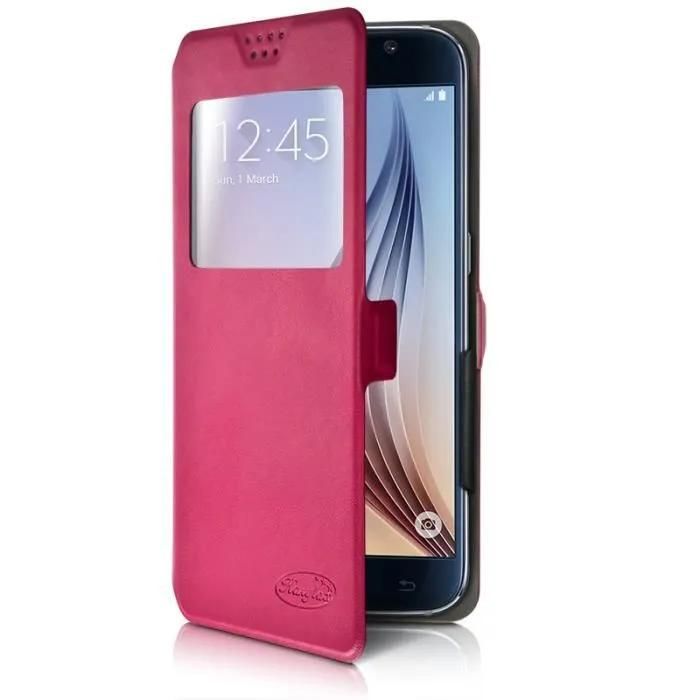 Etui De Protection S-View Universel M Couleur Rose Fushia Pour Smartphone Condor Plume L2