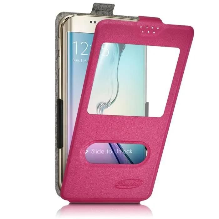 Etui S-View À Clapet Universel M Rose Pour Smartphone Sfr Staraddict 6