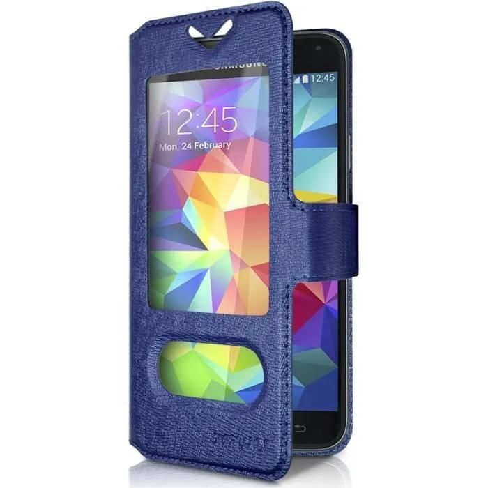 Housse Etui S-View Universel S Couleur Bleu Pour Apple Iphone 5c