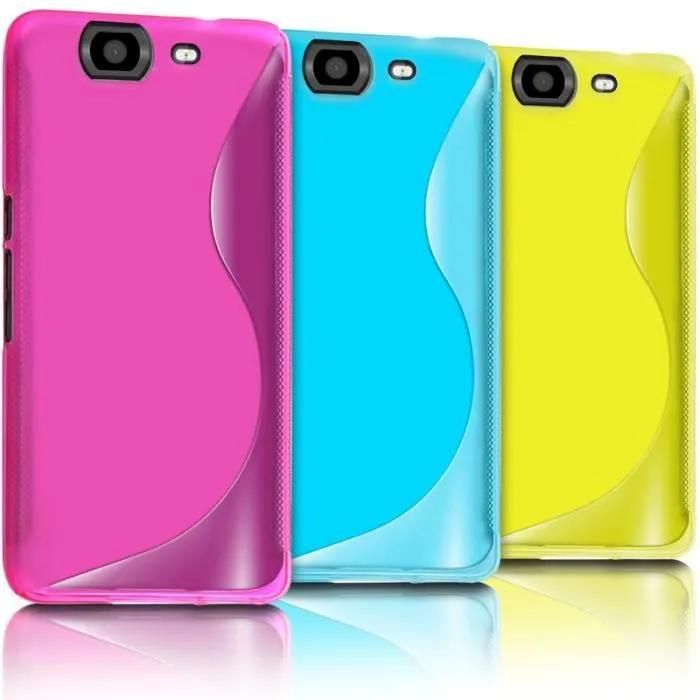 Lot De 3 Coques Translucides Rose - Bleu Ciel - Jaune Pour Wiko Highway 4g + 3 Films