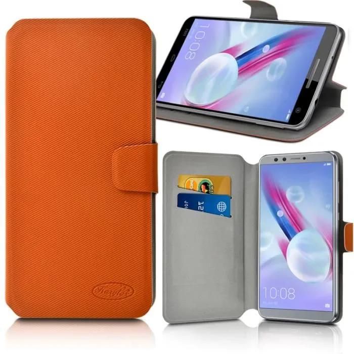 Etui Porte-Carte Universel - Karylax - Logicom Le Flow - Orange - Semi-Rigide - Rabat