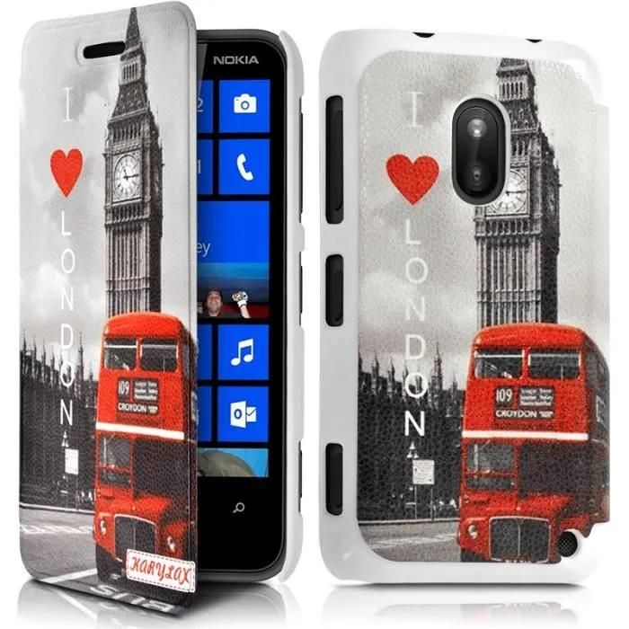 Coque Housse Etui À Rabat Latéral Et Porte-Carte Avec Motif Za05 Pour Nokia Lumia 620 + Film De Protection