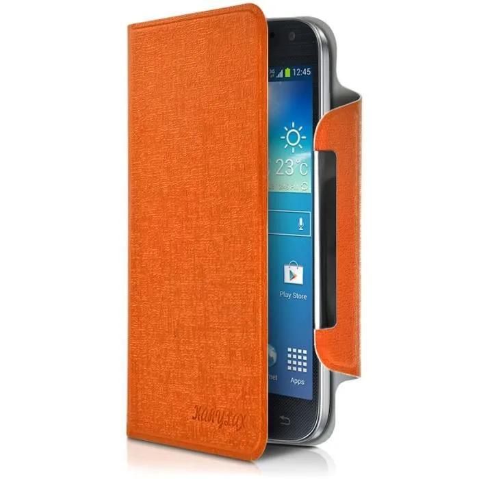 Housse Etui À Rabat Universel L Couleur Orange Pour Smartphone Sfr Startrail 6 Plus