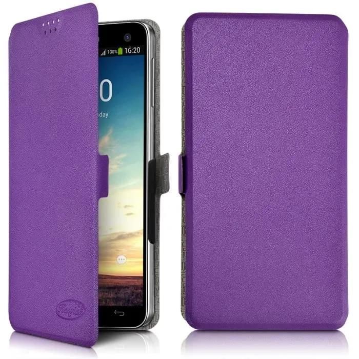 Etui Universel M Porte-Carte À Rabat Lateral Violet Pour Smartphone Sfr Startrail 8