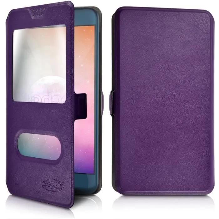 Etui De Protection Double S-View Universel M (Ref.Violet) Pour Smartphone Sfr Startrail 5