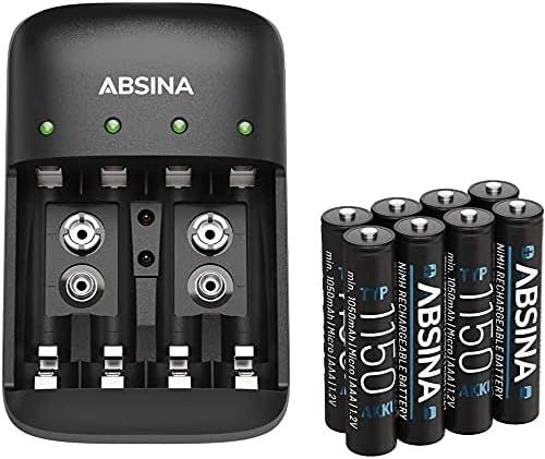 Chargeur De Piles Rechargeables Aa Aaa & 9V + 8X Aaa 1150 Pile - Chargeur De Pile Nimh Avec 4 Emplacements - Chargeur Piles Rechargeable Pour Aaa, Aa & 9V - Chargeur Pile, Chargeurs De Piles