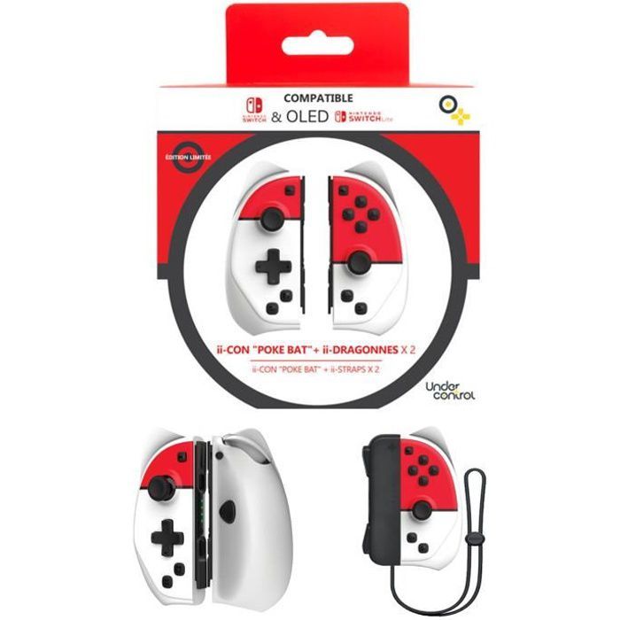 Manette Switch Joycon Iicon Et Type Pokeball Avec Dragonnes V2 Iicon Pokeball V2