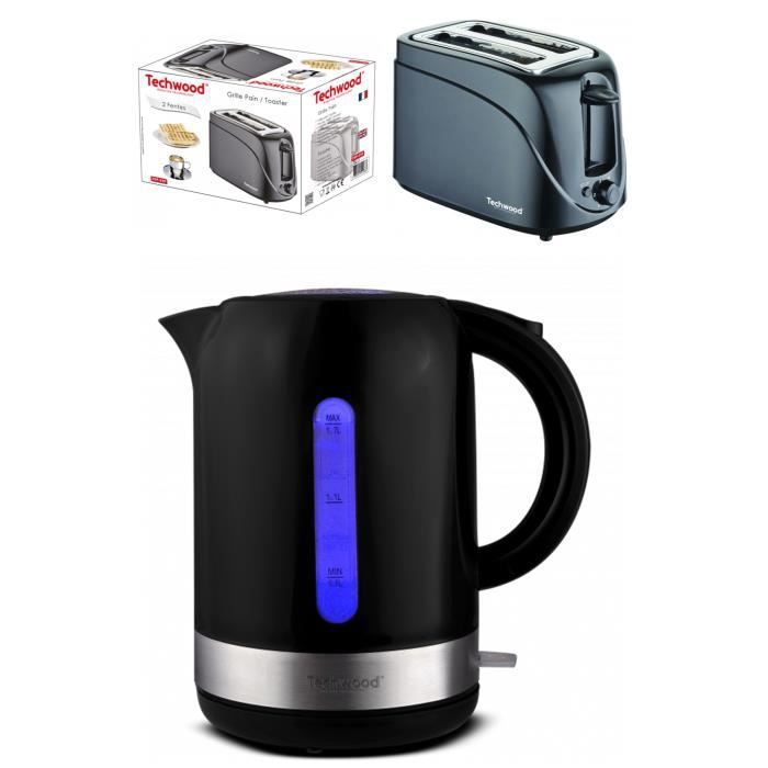 Bouilloire Electrique Sans Fil TECHWOOD Socle 360° Grille pain 2 Fentes