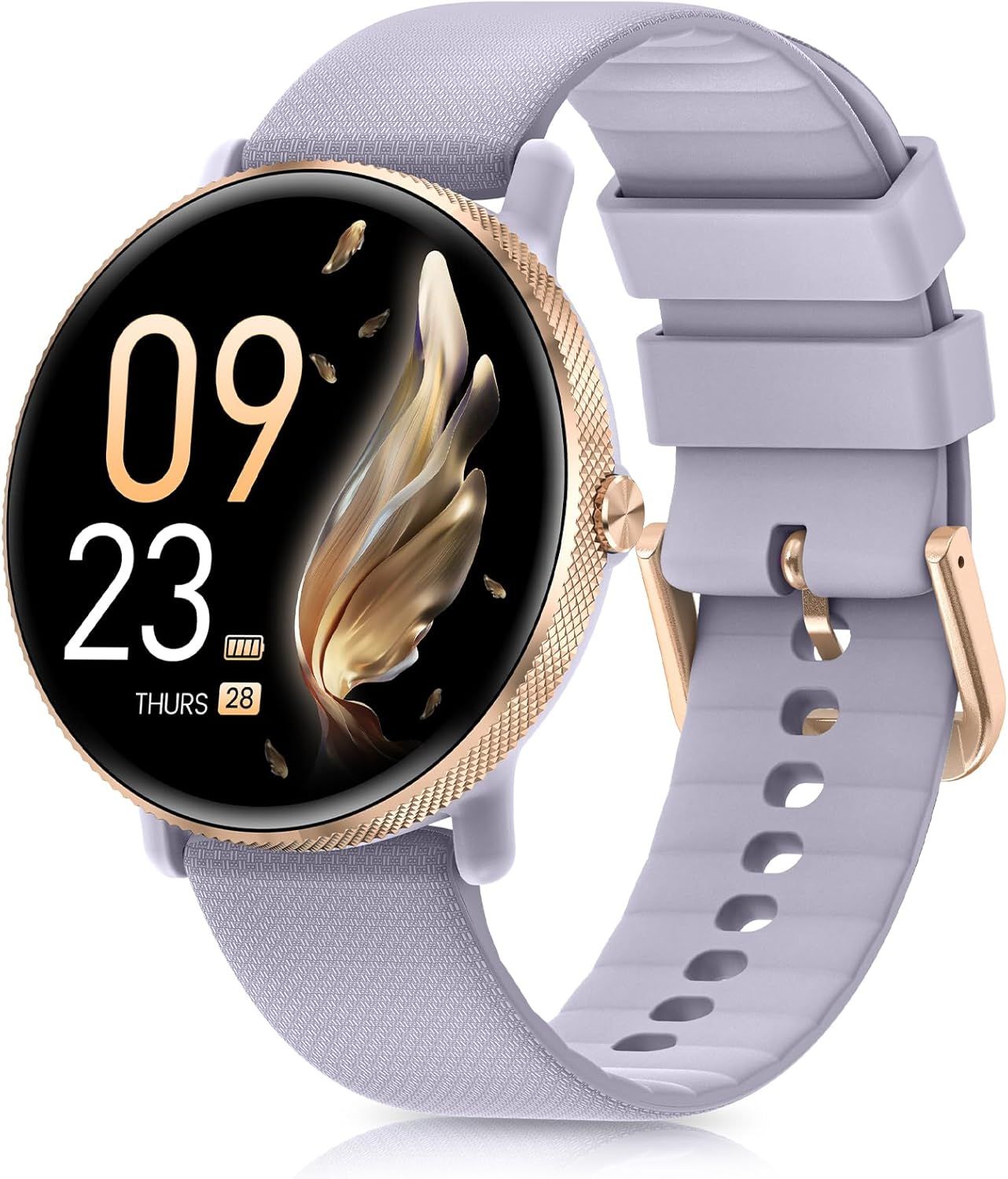 2024 Montre Connectée Femme Avec Appel, 1.39\U201d Amoled Smartwatch Suivi Des Règles, 24h Fréquence Cardiaque, Sommeil, Spo2, Tensiomètre, 120+ Sport, Calories Ip68 Podomètre Android Ios Or Violet