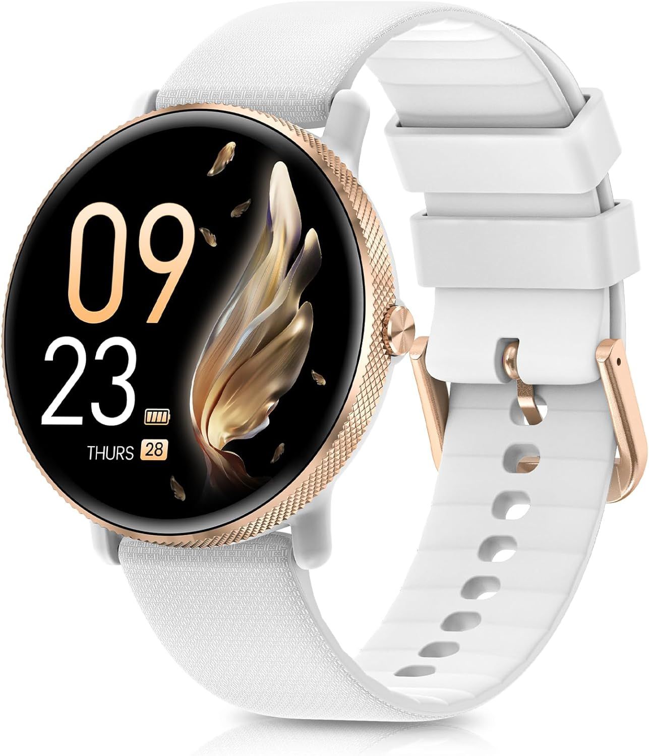 2024 Montre Connectée Femme Avec Appel, 1.39\U201d Amoled Smartwatch 24h Fréquence Cardiaque, Suivi Des Règles, Sommeil, Spo2, Tensiomètre, 120+ Sport, Ip68 Calories Podomètre Android Ios Or Blanc