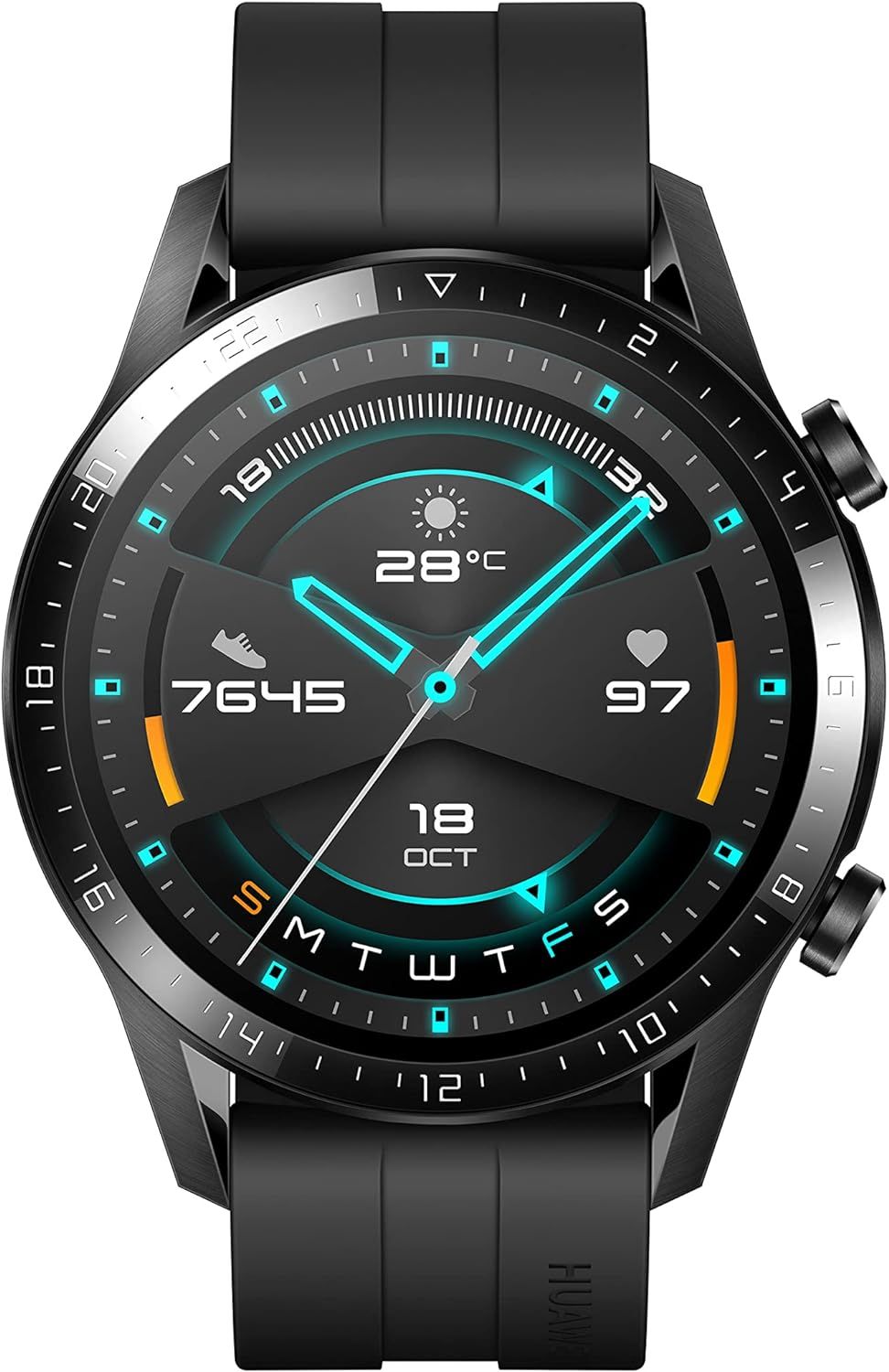 Watch Gt 2(46mm) Montre Connectée, Autonomie De 2 Semaine, Gps Intégré, 15 Modes De Sport, Suivi Du Rythme Cardiaque En Temps Réel, Appels Bluetooth, Sport Noir