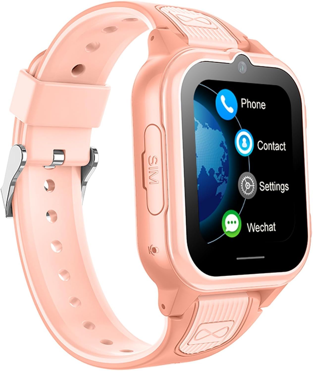 4g Montre Connectée Enfant Gps Pour Garçon Fille Traceur Gps Enfant Étanche Gps+Wifi+Lbs Géolocalisation Geofence Montre Appel Vidéo Sos Caméra Message Réveil Mode Classe Musique Rose