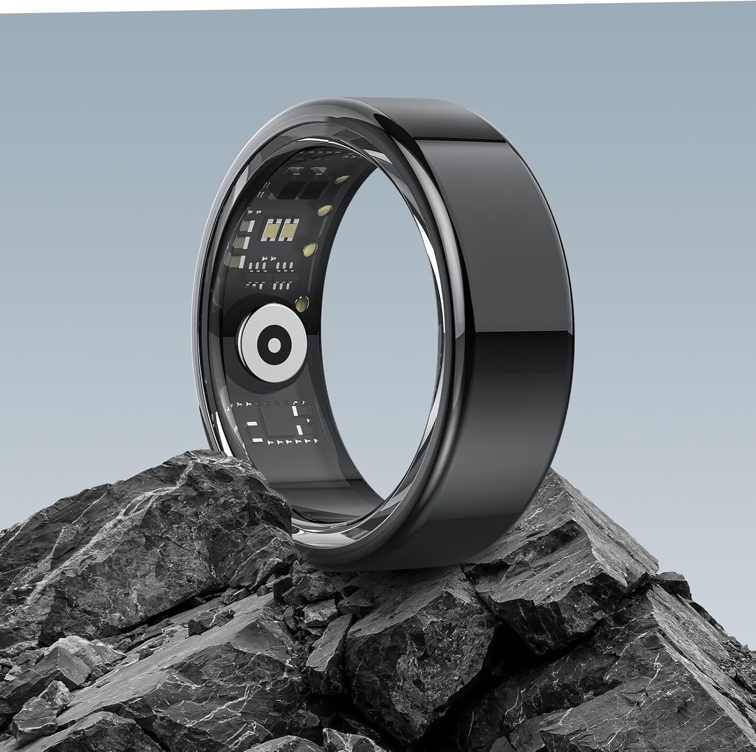 Bague Connectée Homme Femme, Smart Ring Surveillance Sommeil/Fréquence Cardiaque/Spo2, 100+ Modes Sportifs Ip68 Étanche Smartrings Trackers D'activité Podomètre Android Ios, Taille 12, Noir