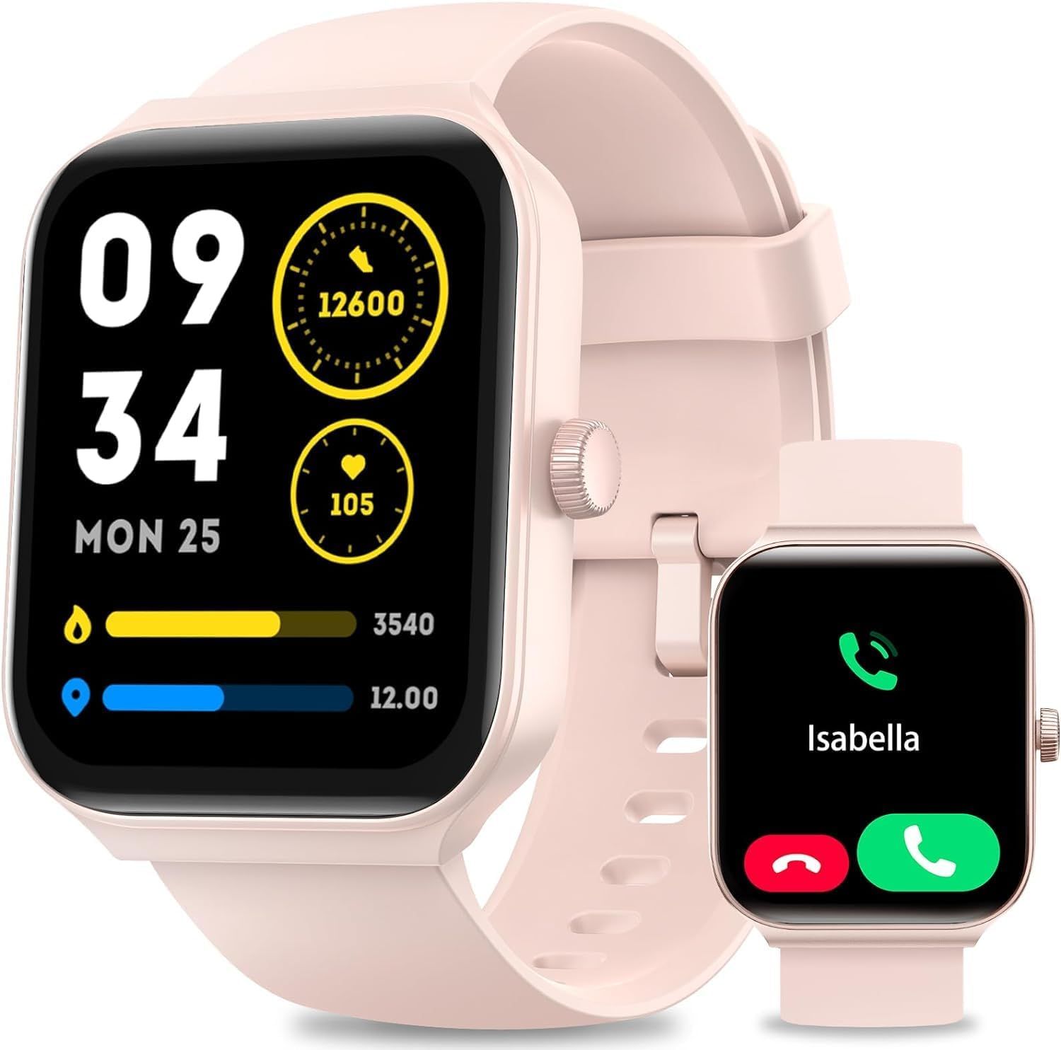 Montre Connectée Femme Avec Appel, 1,95"" Smartwatch Avec Alexa, Montre Intelligente Ios Android Compatible Avec Fréquence Cardiaque/Sommeil/Spo2, Montre Connecter Avec 100 Mode Sport, Étanche Ip68