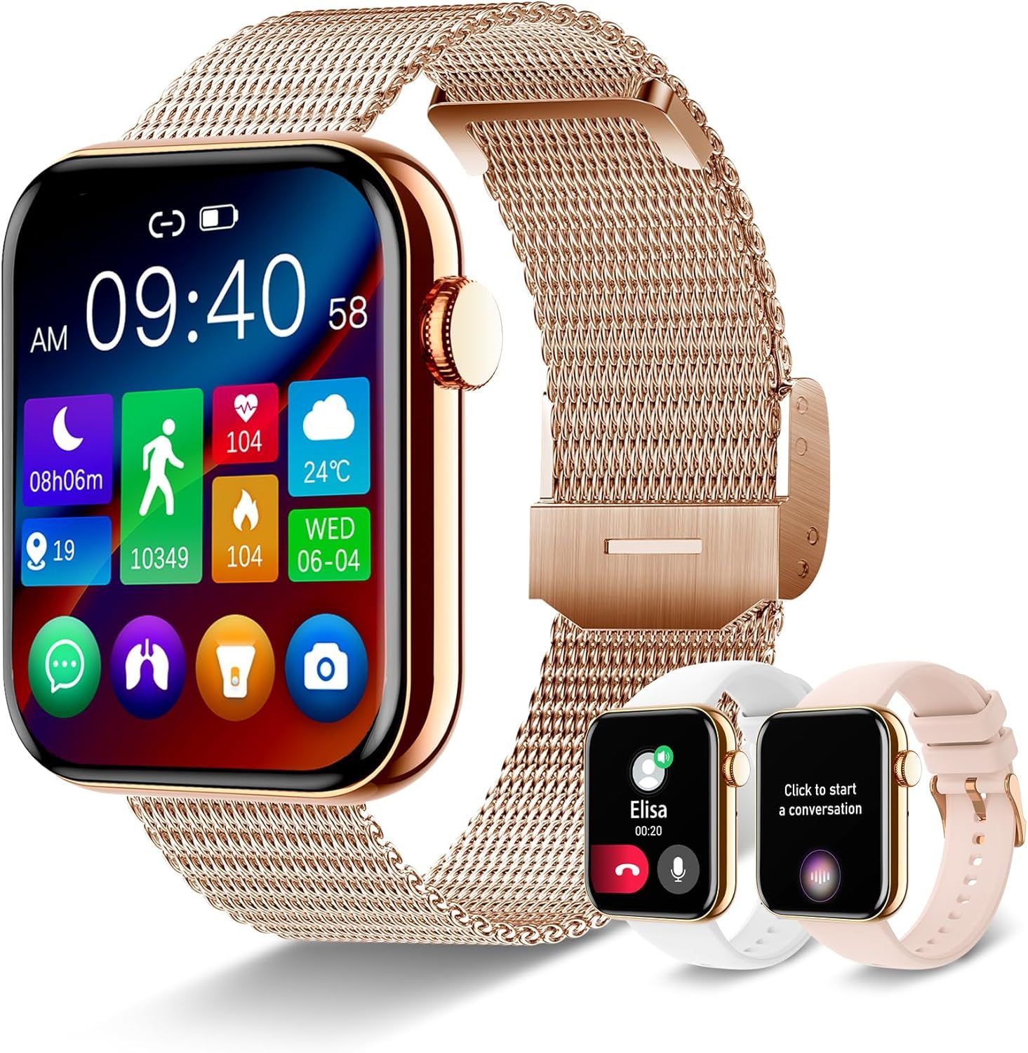 Smartwatch Femmes Hommes Avec Appels, 1,32"" Montre Intelligente Fitness Numérique, 20 Sport, Podomètre, Chronomètre, Moniteur De Spo2 Sommeil Fréquence Cardiaque, Android Ios Smart Watch