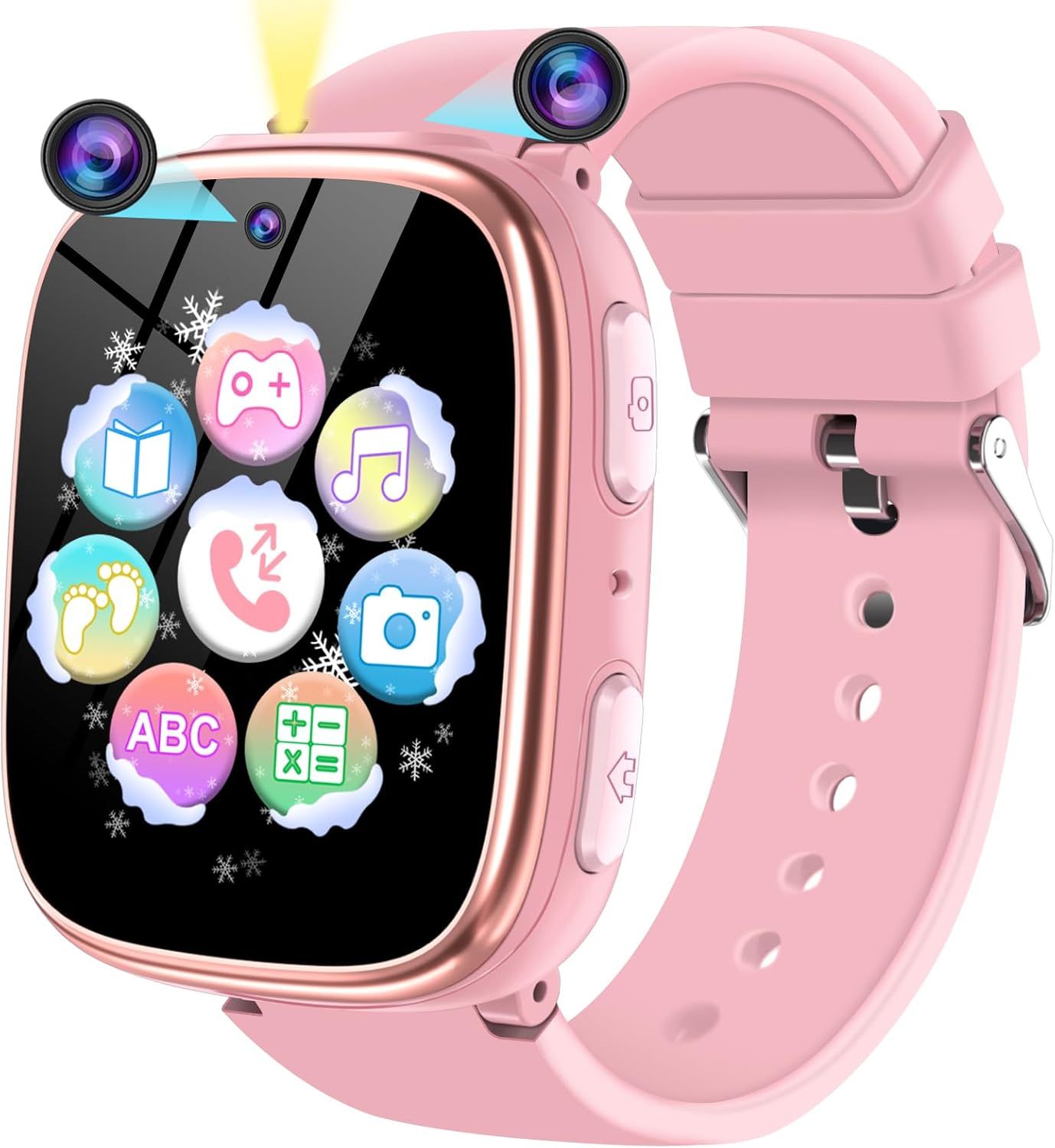 Montre Connectée Enfant, Montre Telephone Enfant Pour Filles Garçons Avec Appel Sos, Réveil Caméra Podomètre Musique Jeux Lampe De Poche, Smartwatch Cadeau Pour Garçons Filles De 4 À 12 Ans (Rose)