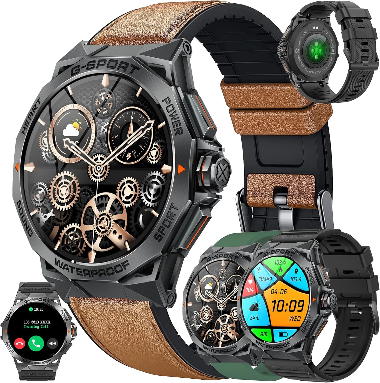 1,43"" Amoled Montre Connectée Homme Avec Appel Bluetooth 5.1/Numérotation, Gps Partagé Montre 123 Mode Sports Cardiofrequencemetre, Smartwatch Compatible Samsung Huawei Xiaomi Android Ios (Noir)