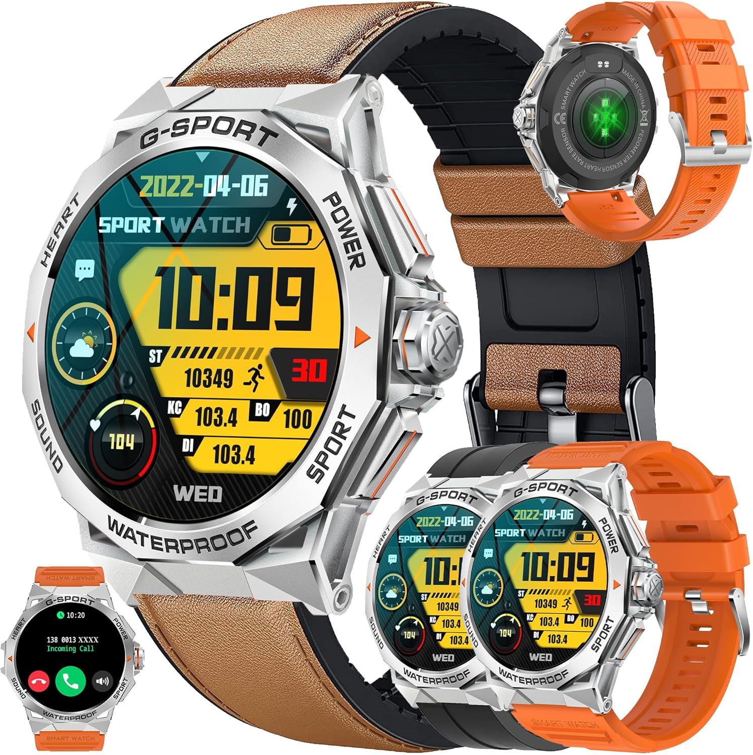 1,43"" Amoled Montre Connectée Homme Avec Appel Bluetooth 5.1/Numérotation, Gps Partagé Montre 123 Mode Sports Cardiofrequencemetre, Smartwatch Compatible Samsung Huawei Xiaomi Android Ios (Argenté)