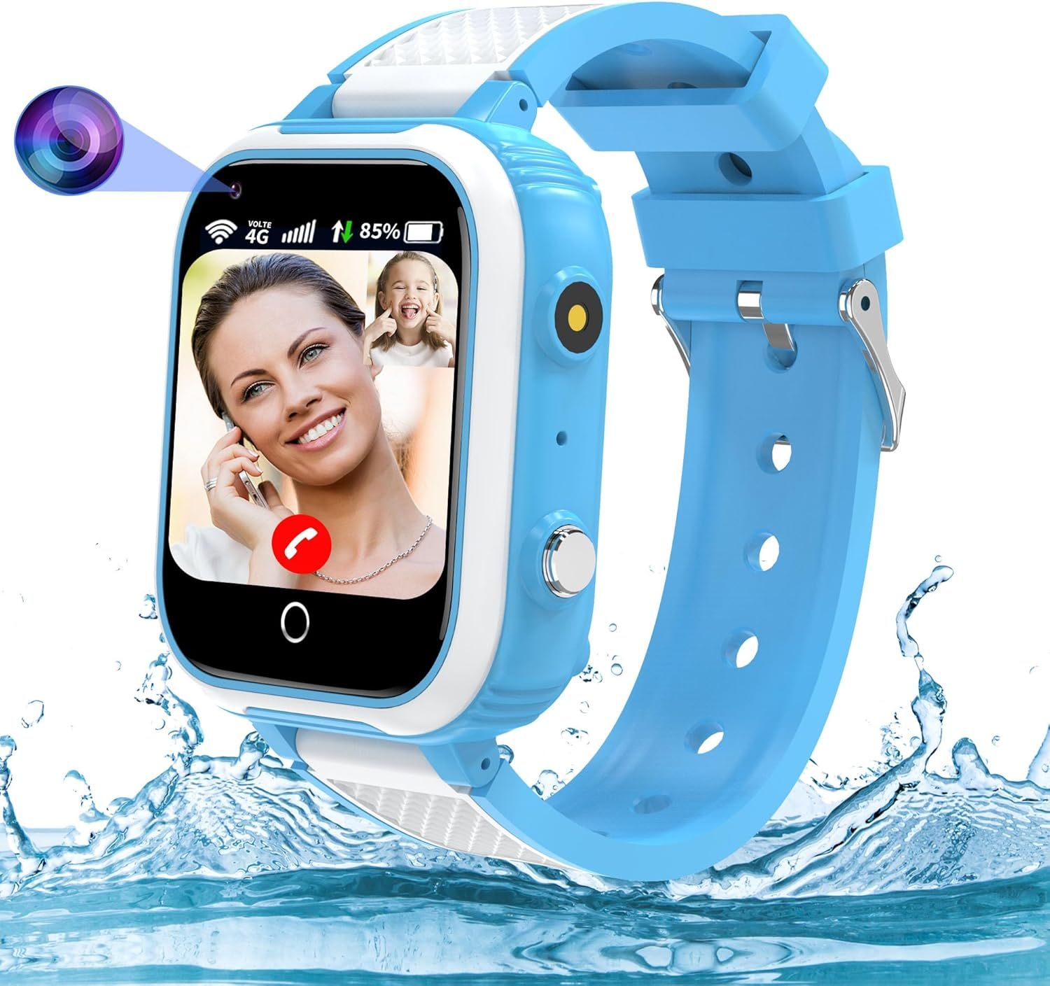 Montre Connectée Enfant Gps/4g/Carte Sim/Appel Vidéo, 4g Montre Gps Enfant Avec Appel Téléphone Sos Chat Familial Mode Classe Étanche Jeux Réveil, Montre Intelligente Enfants Fille Garçon Cadeau