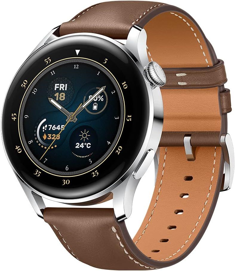 Montre Connectée Watch 3-4g, Écran Amoled 1,43"", Téléphonie Esim, Autonomie De La Batterie 3 Jours, Spo2 24/7 Et Moniteur De Fréquence Cardiaque, Gps, 5atm, Bracelet En Cuir Marron