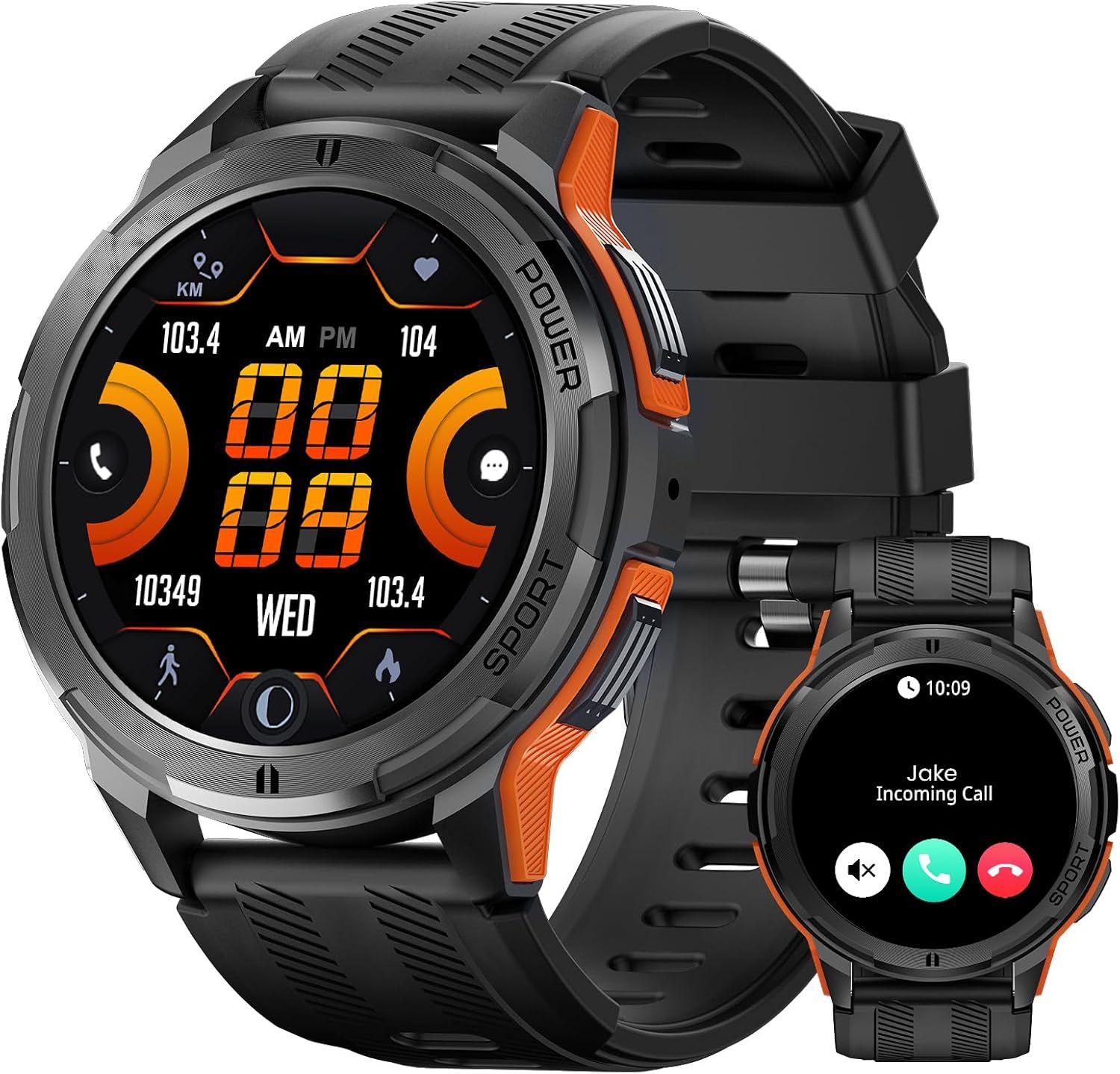 Montre Connectée Homme, 60 Jours D'autonomie 1.43'' Écran Toujours Activé Amoled 50m Étanche, Appel Sms 123 Modes Sport Smart Watch Sommeil Fréquence Cardiaque Spo2