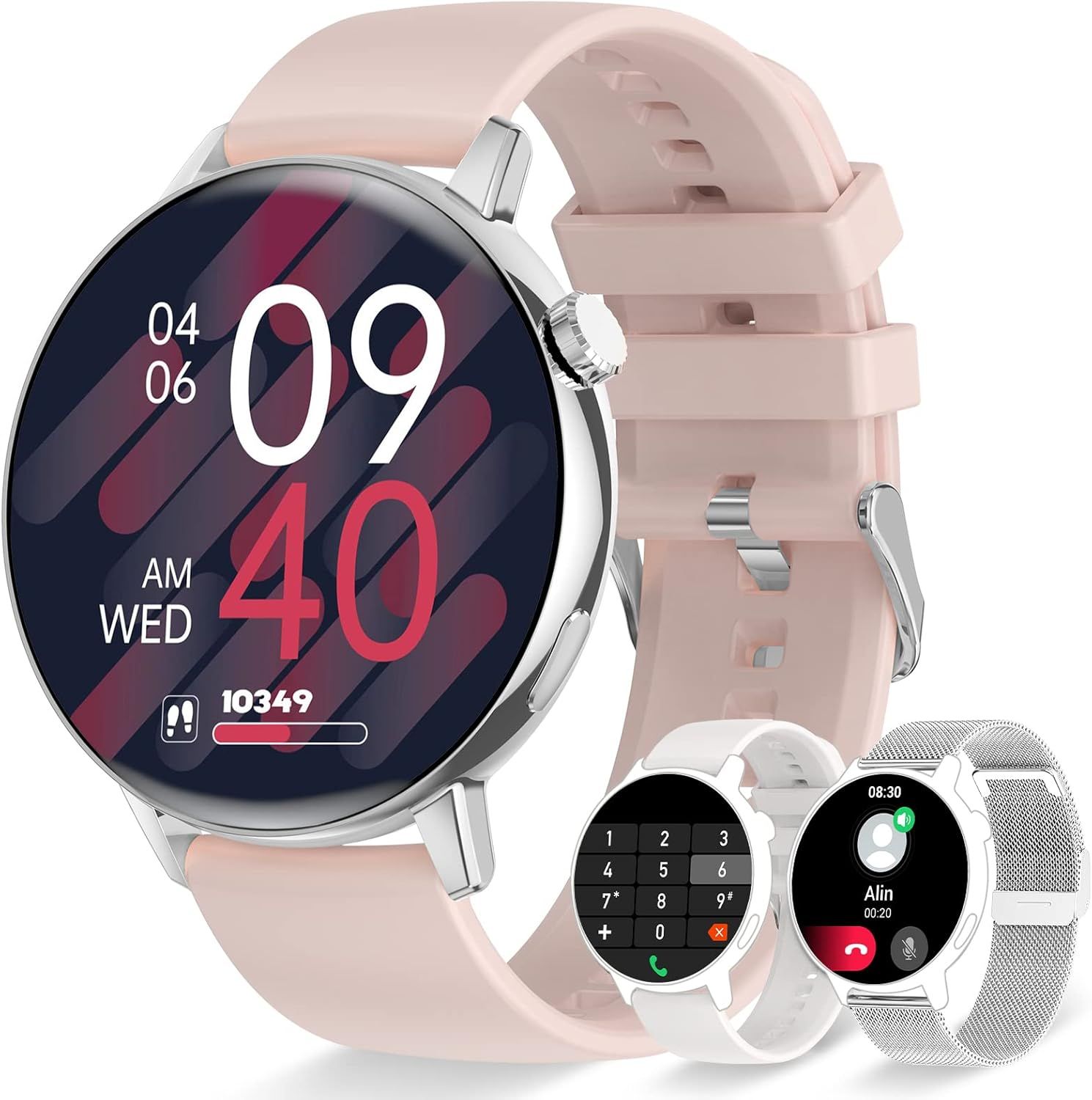 Montre Connectée Femme Appels/Notification Intelligente 1.32" Smartwatch Cardiofrequencemètre Sommeil Oxymètre 3 Bracelets Étanche Trackers D'activité Podomètre Calories Smart Watch Pour Ios Android