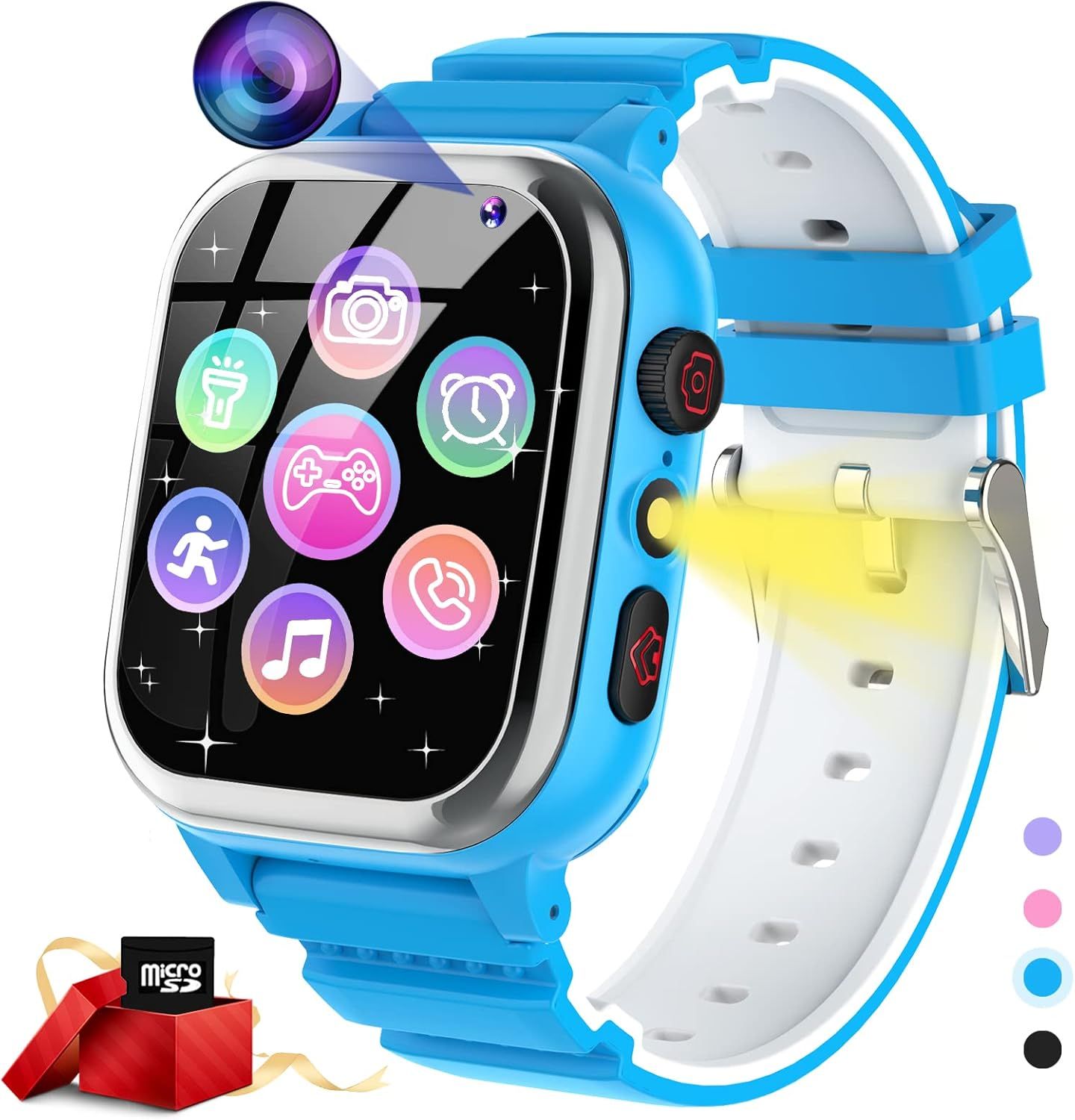 Montre Enfant 26 Jeux, Téléphone, Podomètre, Calories Sos Montre Connectée Enfant Montre Enfant Garcon Garçons Filles Caméra Hd, Lecteur De Musique, Vidéo, 3 À 12 Ans Noël Cadeaux D'anniversaire