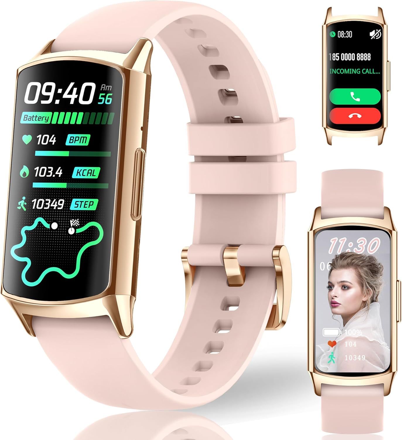 Montre Connectée Femme Homme Avec Appel Bluetooth, 1.58"" Hd Smartwatch Motre Sport Avec 120 Modes Sportifs, Podometre/Sommeil/Cardiofrequencemetre, Montre Intelligente Ip68 Pour Android Ios