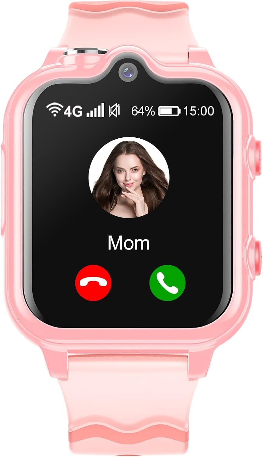 Montre Connectée Enfant Garçon Fille Gps 4g Avec Wifi Appel Sos 2 Caméras Etanche Sms Réveil Chronomètre Mode Classe Rejeter Inconnu Musique Lecteur Vidéo Longue Durée De Veille