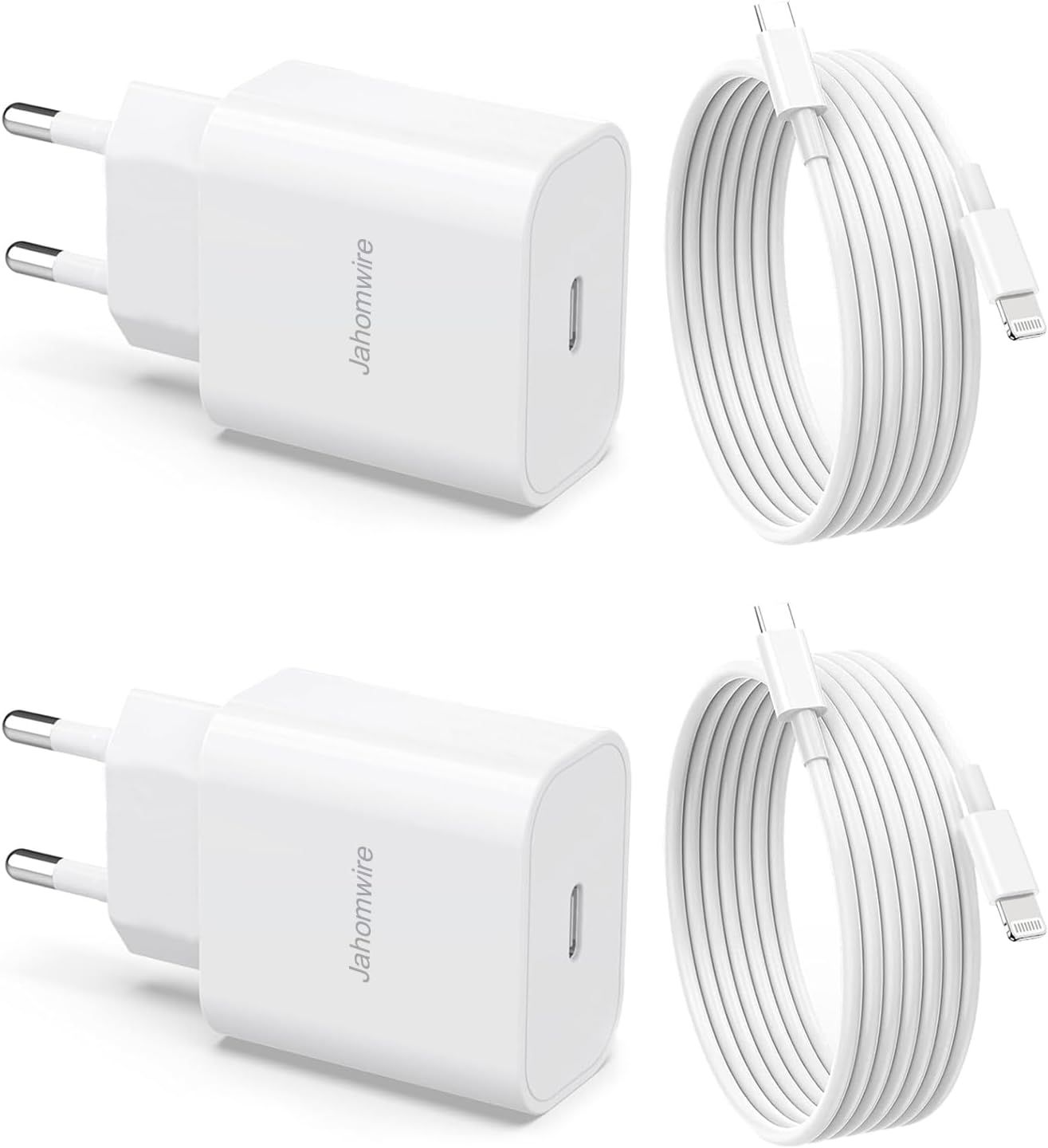 4-Pack Iphone Chargeur Rapide,25w Usb C Adaptateur Secteur Et 2m Original Cable Pour Iphone 14 Pro/14 Plus/14 Pro /13/13 Pro/12/11/Se/X/Xs/Xr/Ipad Pro Airpods