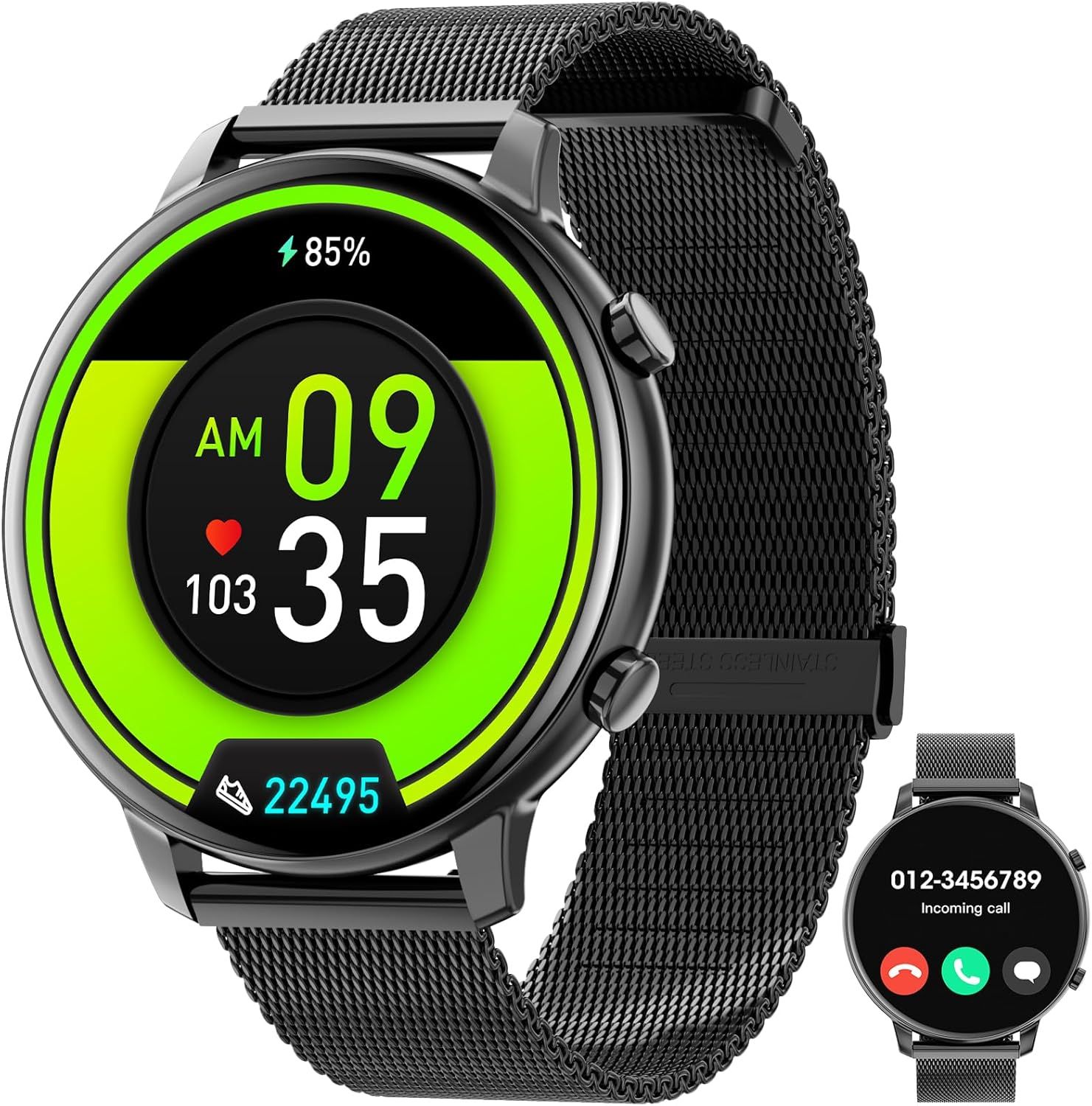 Smartwatch Femmes Hommes 1.39"" Pouces Écran Tactile Smart Watch Avec Appels Bluetooth, Montre Femme Homme Avec 140+ Mode Sport Spo2 Moniteur De Fréquence Cardiaque Moniteur De Sommeil