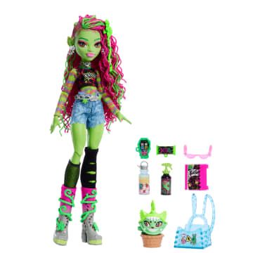 Monster High Venus McFlytrap Poupée avec chat Chewlian et accessoires tels qu’un sac à dos un carnet des encas et bien plus encore HRP81 - vue 9