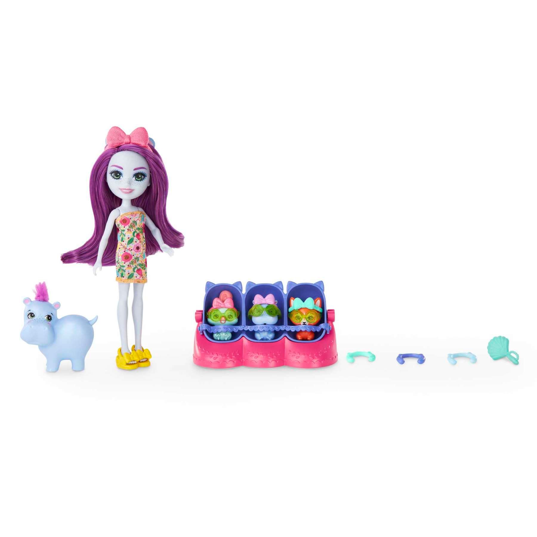 Coffret Enchantimals Hippo Et Bébés Besties Mattel Le Coffret - vue 2