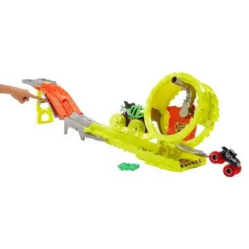 Pista Hot Wheels Monster Trucks Race & Chase Challenge Comprend 2 Voitures.