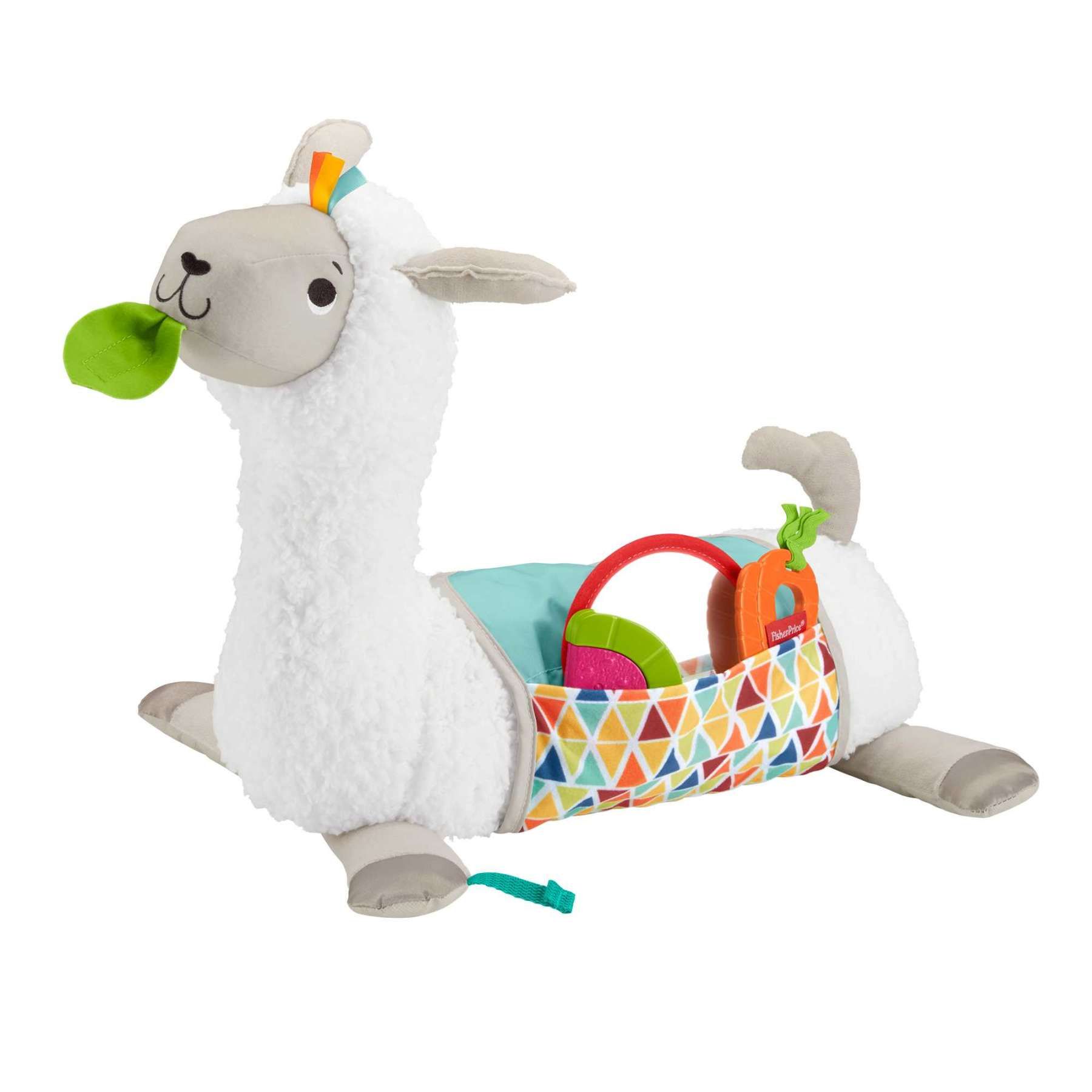 Fisher Price Mon Coussin d'éveil Lama en peluche avec 3 jouets amovibles jeu sur le ventre et assis dès la naissance GLK39 - vue 8