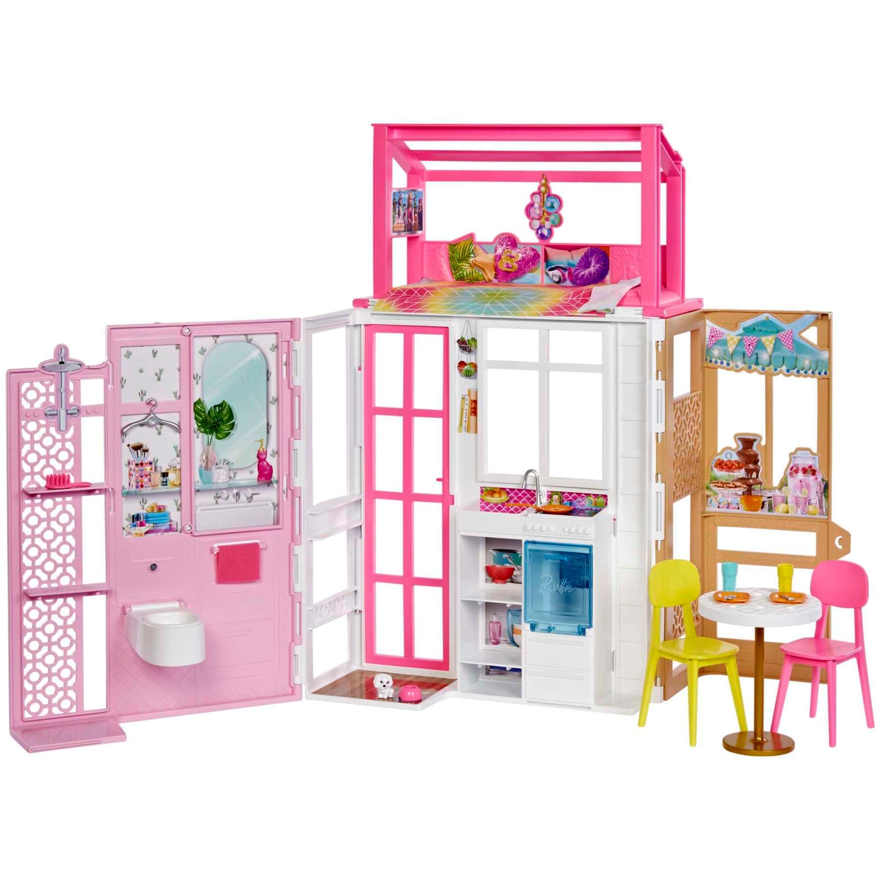 Barbie Coffret Maison À 2 Niveaux 4 Espaces De Jeu Pour 2
