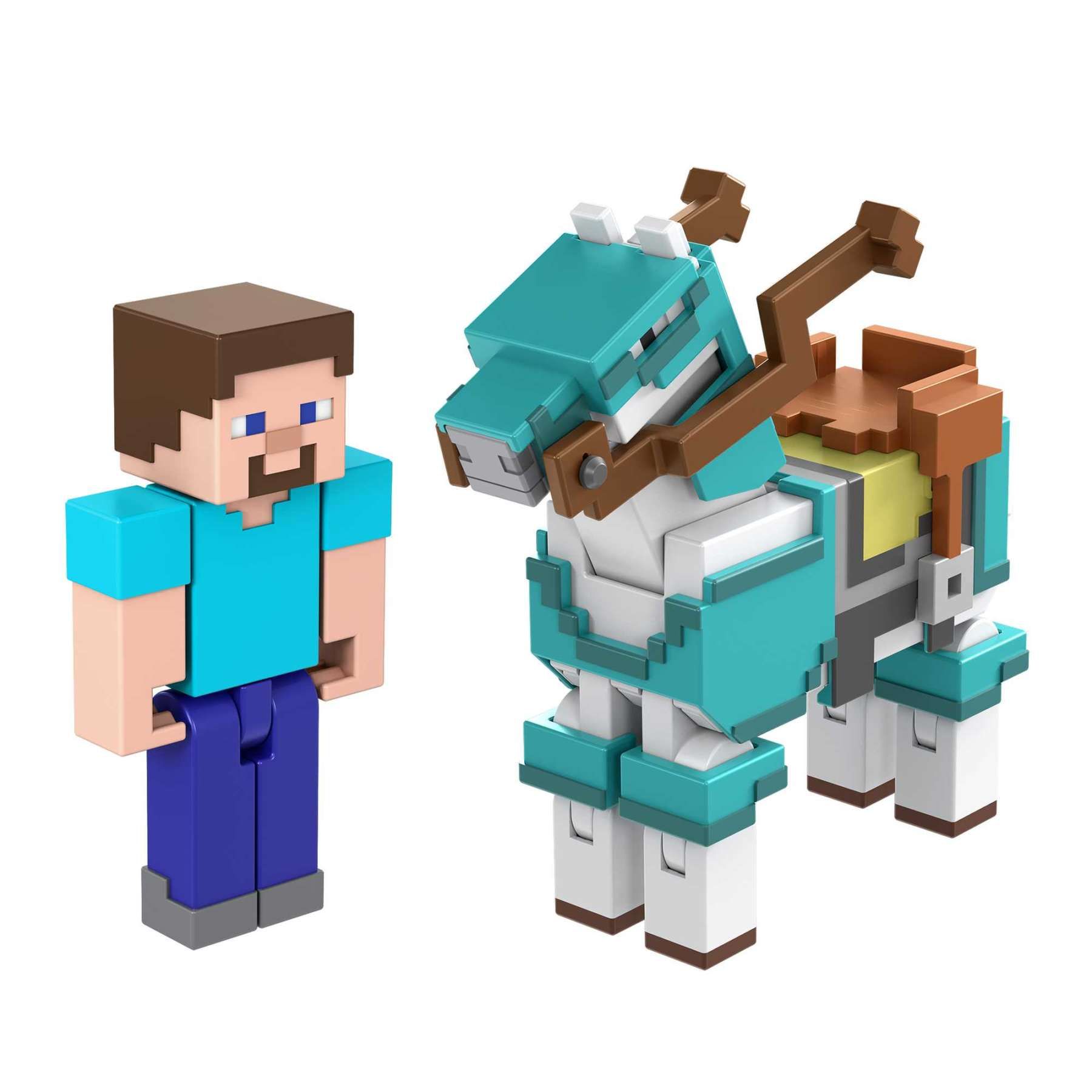 Minecraft Steve Et Son Cheval En Diamant Figurines DAction Neuf