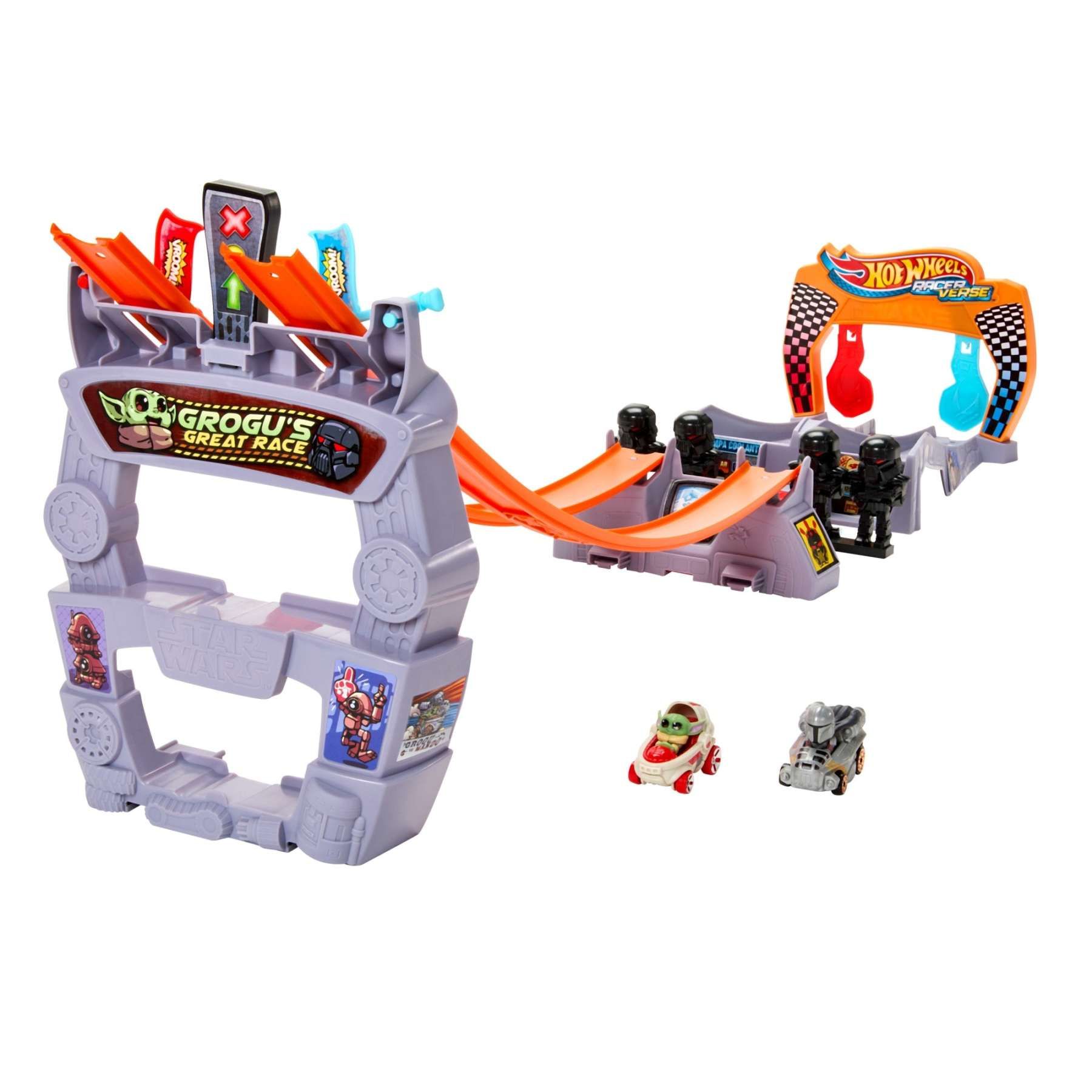 Hot Wheels Coffret Grande Course Grogu Star Wars Racerverse avec Voitures De Course en Métal avec Personnages Inspirés par Grogu Et Mandalorien Jouet Enfant A Partir De HPL32