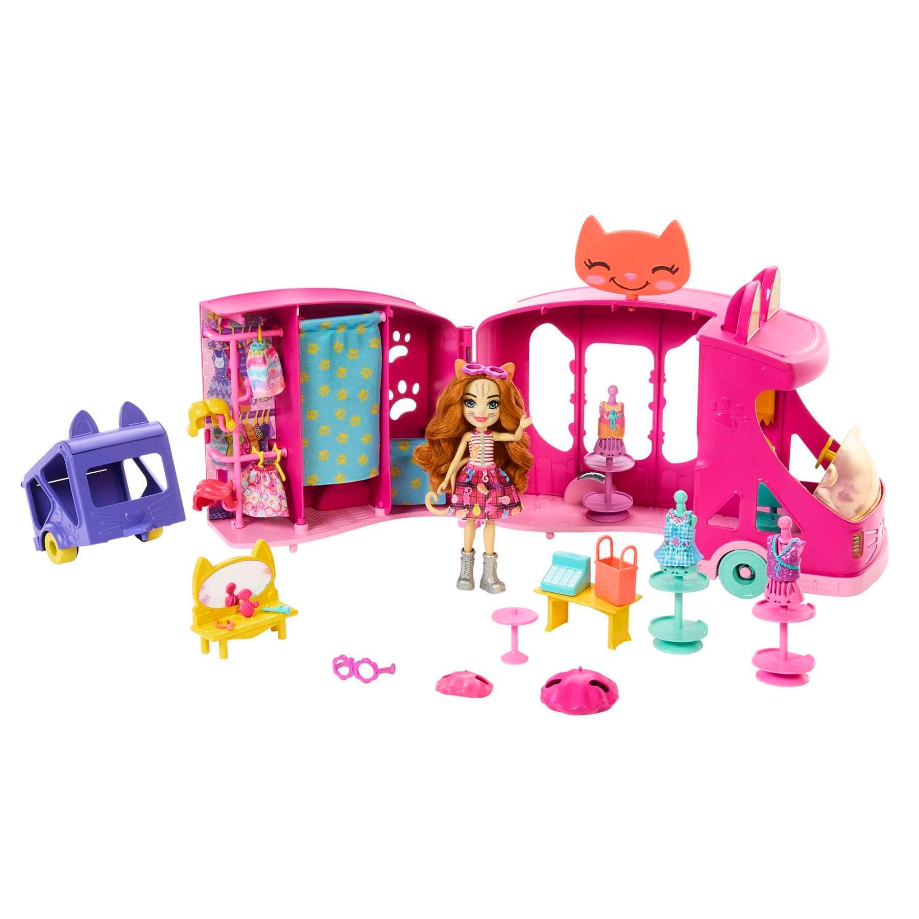 Glam Party Enchantimals - Coffret Chat-Mion Mode - Coffret Mini Poupée - 4 Ans Et +