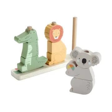 Fisher Price Animaux en Bois à Empiler et Trier Jeu d’éveil avec 10 pièces en Bois pour Les Enfants à partir de HXV04