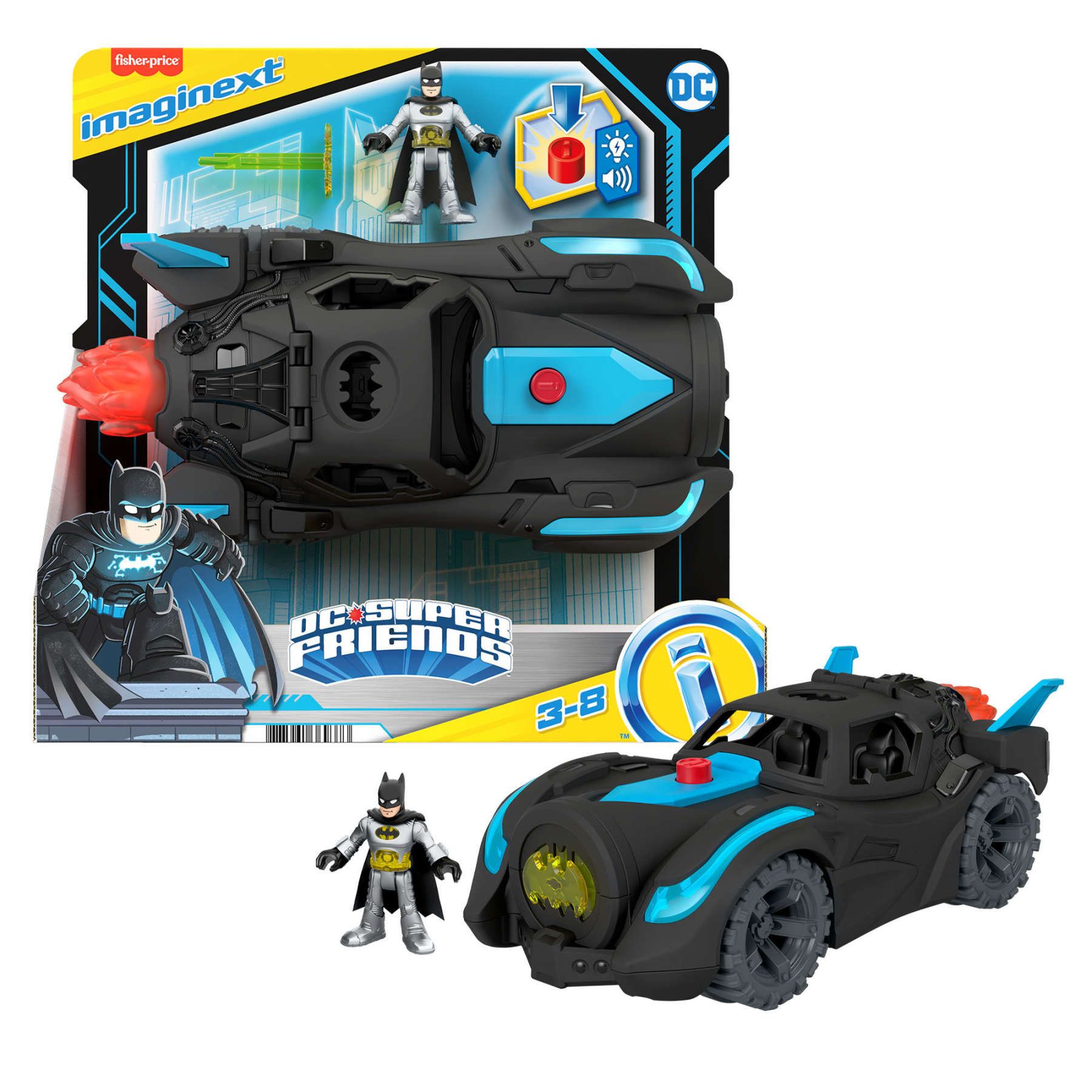 Fisher Price Imaginext Batmobile Sons Et Lumières Dc Super Friends