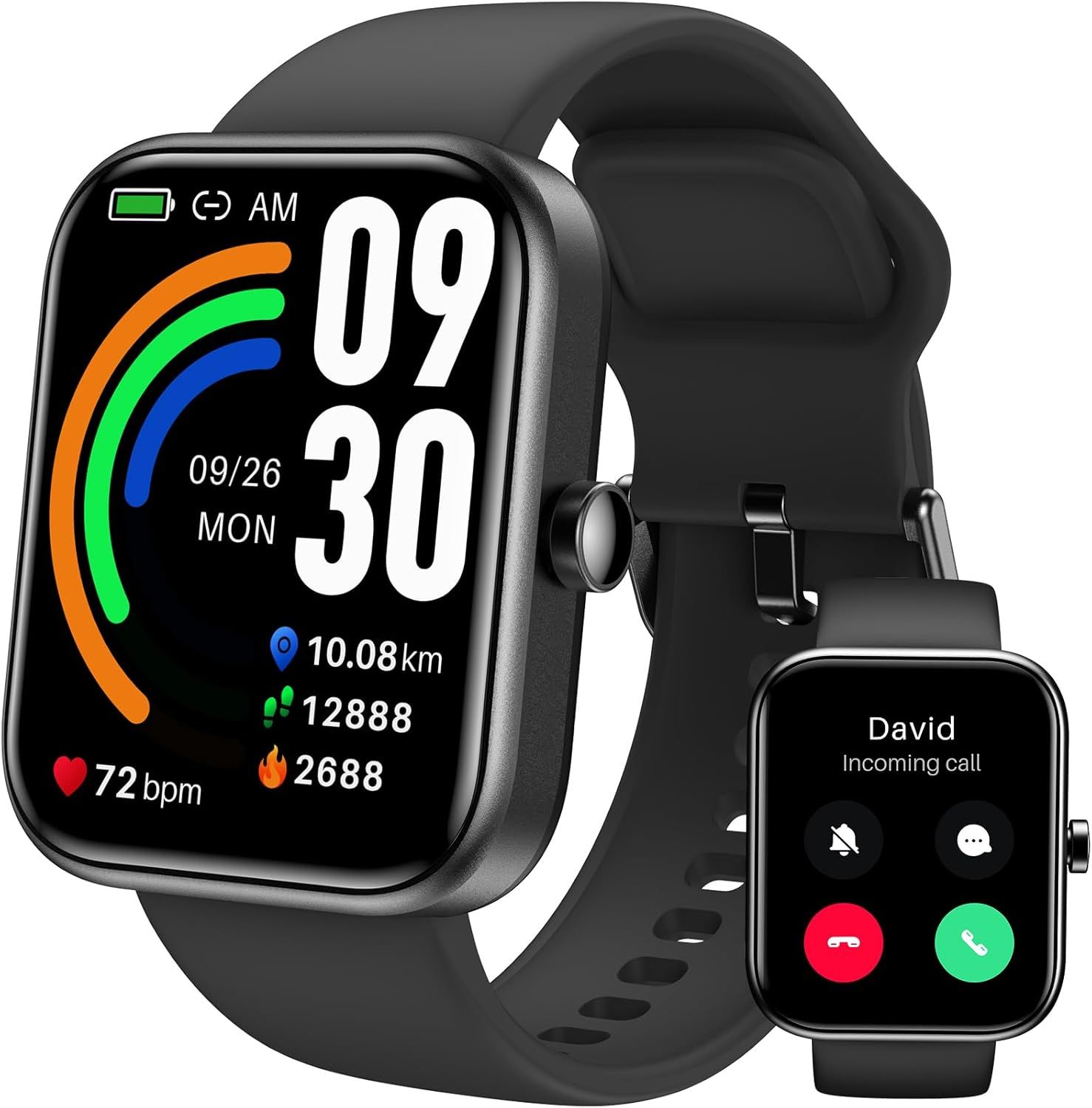 Montre Intelligente S3 (Répondre/Prendre Un Appel) Traceur De Fitness Bluetooth Avec Fréquence Cardiaque, Ip68 Waterproof 1.83-Inch Hd Color Pour Hommes Femmes Compatible Iphone & Android