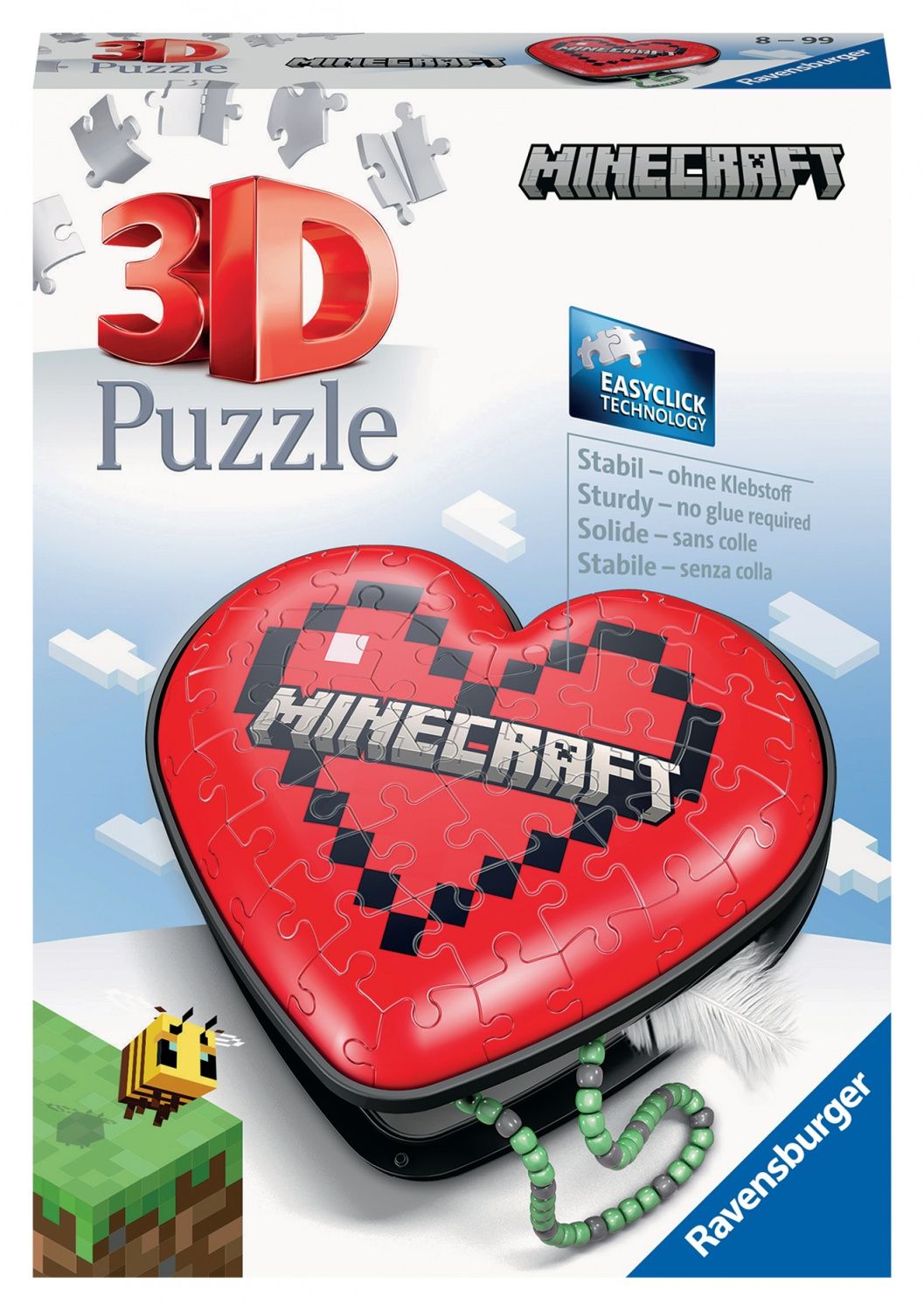 Ravensburger 3D Puzzle 11285 Herzschatulle Minecraft 54 Teile Aufbewahrungsbox für Erwachsene und Kinder AB 8 Jahren