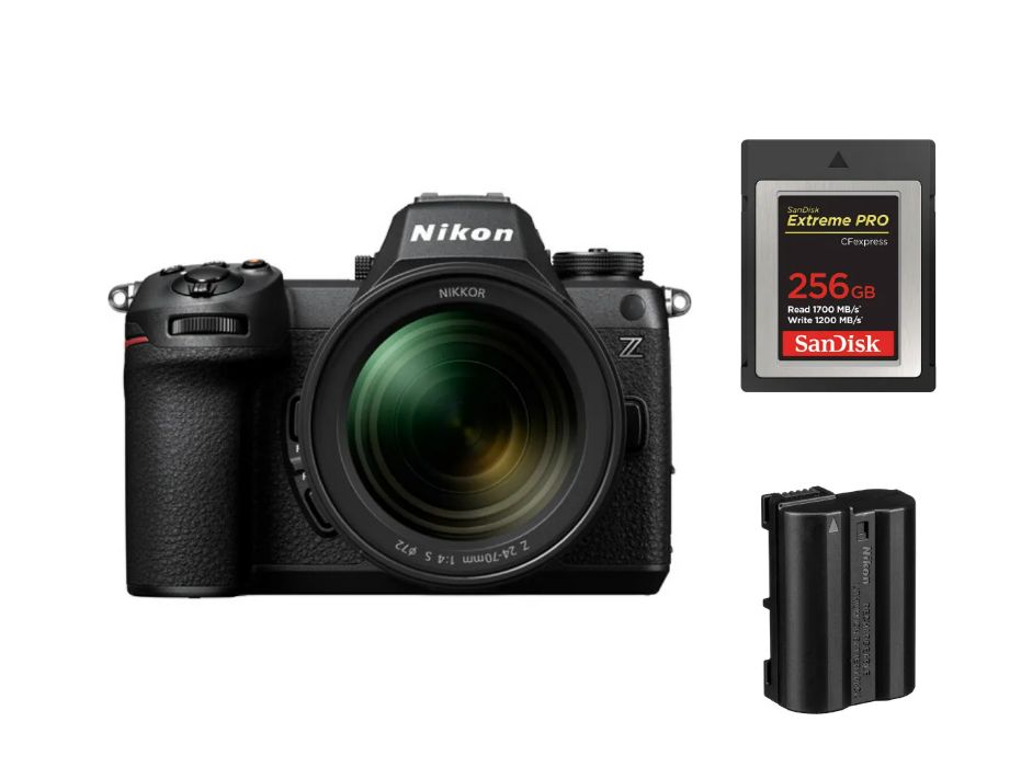 Nikon Z6 III Appareil photo sans miroir with 24-70mm f/4 S Lens + Nikon EN-EL15c Battery + SanDisk 256GB Extreme Pro CF CFexpress Card Type B (SDCFE-256G)