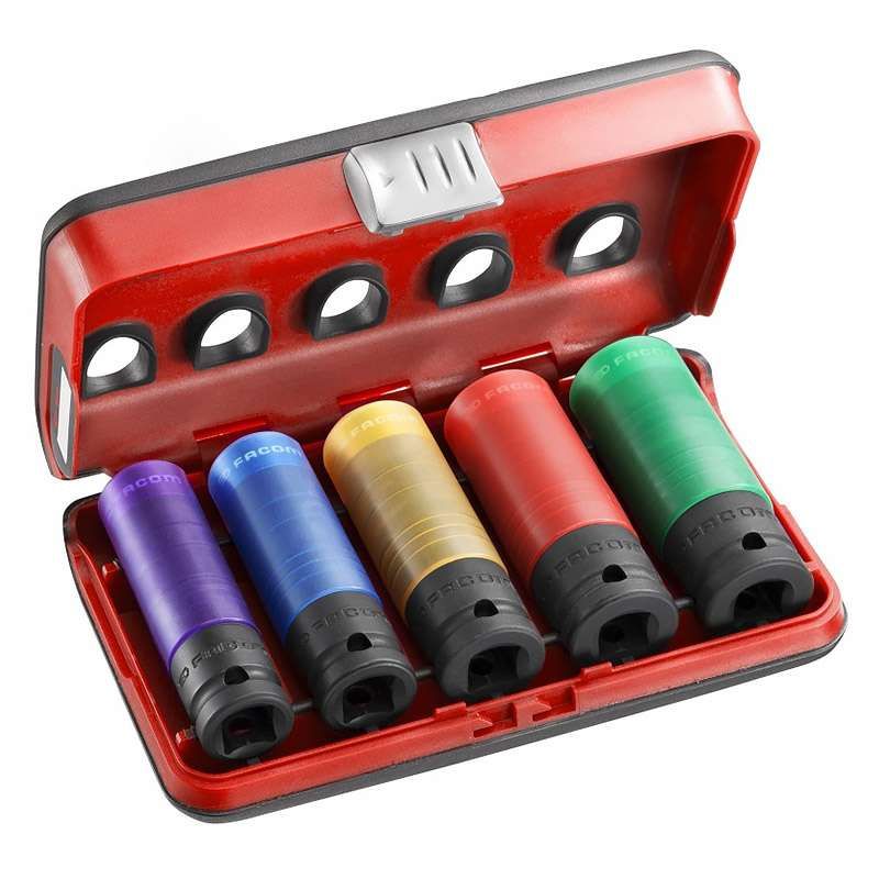 Jeu de 5 douilles longues pour clés à chocs 12 FACOM NSI.5LPB