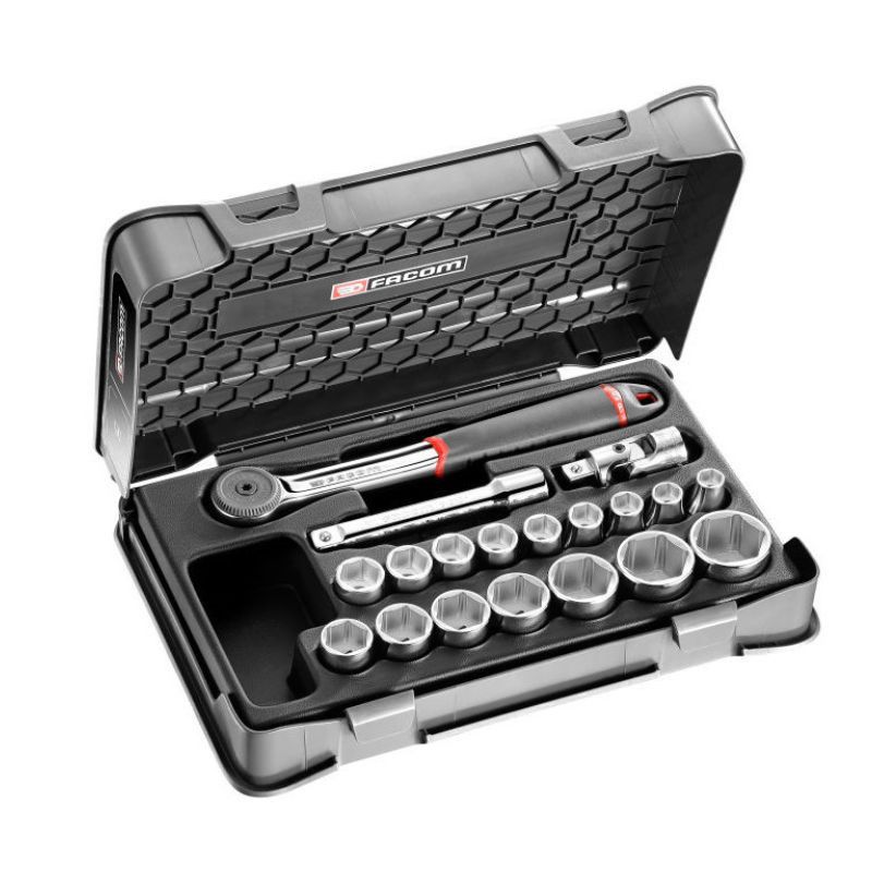 Coffret clé à cliquet + douilles 12'' FACOM .161 2P6PB 19 pièces