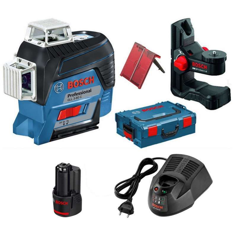 Pack Laser BOSCH GLL 3-80 C Professional (BM1, Cible et L-Boxx)