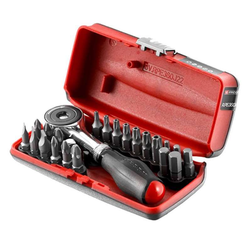 Coffret porte embout à cliquet 14 + 22 pièces Facom R.PE360