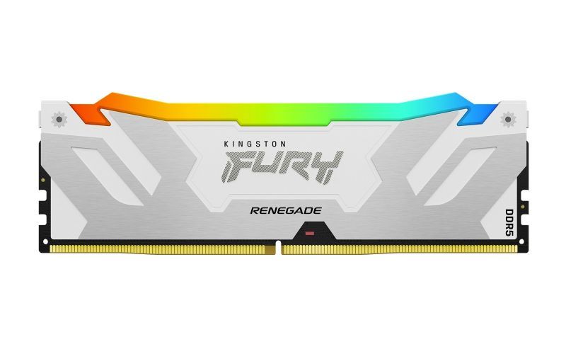 Kingston FURY Renegade RGB - DDR5 - module - 16 Go - DIMM 288 broches - 6400 MHz / PC5-51200 - CL32 - 1.4 V - mémoire sans tampon - on-die ECC - blanc et argent