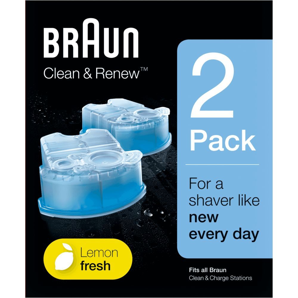 Braun Clean&Renew CCR2 Kit de cartouches de nettoyage pour rasoir pour Braun Activator Syncro SyncroPro